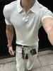 Camiseta de Manga Corta con Cuello de Gaviota Estilo Old Money para Hombre, Fresca para el Verano, Cuello Polo, Corte Casual, Camiseta de Media Manga