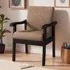 Silla Sofá de Madera Maciza con Reposabrazos, Silla para Computadora, Silla de Escritorio, Silla con Respaldo para Balcón en Casa, Silla para Mahjong, Silla de Tela para Personas Mayores