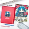 Libro de Hojas Sueltas de Cuero A5 Primo Grande Azul, Blanco y Rojo Nuevo de Moda Genial Cuaderno de Bolsillo de Aspecto Caro Libro de Tarjetas de Dibujos Animados de 6 Agujeros