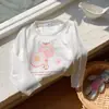 Camiseta de Manga Longa de Outono para Meninas, Camiseta Básica de Seda Ecológica para Meninas, Nova Camiseta de Algodão Elástico Estampada de Outono para Crianças 2026