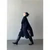 Abrigo exterior de longitud media estilo capa con bufanda de mezcla de lana y cachemira doble cara deconstruido estilo COS de alta gama
