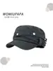 Gorra de Mezclilla Lavada Nueva de Otoño Azul Marino para Mujer, Gorra Plana Retro Desgastada de Periodista, Hace que la Cara Parezca Más Pequeña