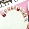 Unhas Usáveis Tendência Apple Kitty para Meninas Doces Unhas Curtas Feitas à Mão Arte de Unhas Falsas Adesivos Estilo Cute Ins