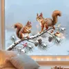 Pegatina electrostática para ventana de ardilla en bosque invernal, sin pegamento, no daña el cristal, adecuada para ventanas de sala de estar, decoración de ambiente festivo