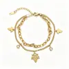 Pulsera popular de titanio y acero estilo ins, moderna, versátil, corazón, mariposa, estrella, geométrica, de acero inoxidable, joyería para la mano