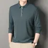 Conjunto para Nuevo Padre 2025 Primavera y Otoño Camisa de Manga Larga con Cuello Campana para Hombre, Camiseta Básica Casual para Hombre de Mediana Edad, Top Casual, Color Sólido