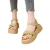 Sandalias de Plataforma para Aumentar Altura para Mujer 2026 Nuevo Estilo de Verano Punta Abierta Estilo Francés Tacón Grueso Sandalias de Playa para Mujeres Bajitas