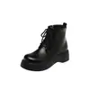 Nuevas botas cortas estilo Martin con cordones y cremallera lateral, suelas gruesas, plataforma de cuña, botas casuales, tallas 34-45, botas de exportación