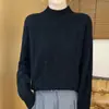 Suéter de tricô premium 100% lã, novo estilo outono/inverno, gola semimédia, modelagem solta, trançado grosso, pulôver para mulheres