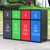 Cubos de Basura para Exteriores, Acero Inoxidable, Acero Galvanizado, Contenedores de Basura de Doble Categoría para Parques, Escuelas, Calles y Uso Municipal