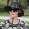Sombrero de pescador de malla transpirable para exteriores de verano, unisex, de ala ancha, adecuado para senderismo y montañismo, con diseño bordado, protección solar y protección UV