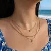 Collar con Cadena de Caja Transfronterizo Europeo y Americano, Colgante de Pedrería Personalizado para Mujer, Collar de Cadena para Clavícula en Capas de Estilo Minimalista Simple