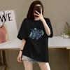 Camiseta 100% Algodão Puro de Manga Curta para Mulheres 2026 Novo Verão Solta Estampada de Meia-Manga Top de Alta Qualidade Emagrecedor Mais Vendido