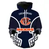 Sudadera para Hombre Moda Primavera y Otoño Fútbol NFL Impresión Digital 3D Sudadera con Capucha para Pareja Estilo Moderno para Hombre