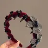 Diadema de Terciopelo Rojo para Mujer, Estilo Nuevo de Alta Gama 2026, Diadema para Lavarse la Cara, Pinza para el Cabello, Accesorio para el Cabello de Otoño e Invierno