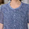 Nuevo vestido de verano para madres, de manga corta, elegante y con clase, ropa para mujeres de mediana edad, estiloso, que favorece la figura, imitación de dos piezas, de longitud media, vestido ligero