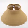 Chapéu de Palha com Laço Proteção Solar Feminino Top Vazio Dobrável Chapéu de Praia à Beira-Mar Chapéu de Sol com Proteção UV