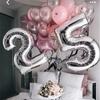 Globo digital de aluminio de 32 pulgadas para cumpleaños de bebés y niños, diseño de accesorios de apertura para escena de habitación dorada y plateada