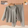 [Venta de Liquidación] Conjunto de ropa de otoño de cuello redondo para bebé, ropa interior térmica sin costuras para otoño, ropa de estar y pijamas unisex para niños