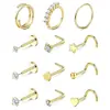 Conjunto de Piercing de Nariz de Aço Inoxidável com 12 Peças, Best-Seller Transfronteiriço, Argola Básica de Nariz com Zircônia em Formato de Coração, Joia para Piercing