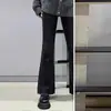 Jeans de Borde de Lana Micro-Lar para Mujer Otoño e Invierno Forrados de Polar Chica Gordita Cintura Alta Adelgazantes Forma de Pera Elásticos Pantalones de Herradura
