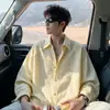 Camisa de manga larga de gasa de burbujas de secado rápido estilo americano, camisa a cuadros holgada de moda para hombre de otoño, chaqueta protectora solar para hombre