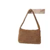 Bolso Tejido de Algodón Simple Estilo Coreano para Mujer, Nuevo Bolso de Paja Crochet Hecho a Mano de Color Sólido, Bolso de Playa para Vacaciones en la Costa