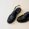 2026 Primavera Verano Nuevo Comercio Exterior Verano Pañuelo de Cabeza Retro Zapatos Jaula de Cerdo de Una Correa Punta Redonda Tacón Bajo Zapatos para Mujer Estilo de Mujer Transfronterizo