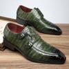 Amazon Aliexpress Popular Transfronteiriço 47 Tamanho Grande 48 Bico Fino Fivela Padrão Crocodilo Tendência Sapatos Sociais Masculinos