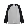 Mtlclothes Roupa Masculina Estilo Coreano Gola Redonda Cor Contrastante Retalhos Raglan Malha Camiseta Básica Confortável Casual Top Tendência