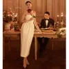Estudio tema vestido de novia pareja fotografía vestido strapless sexy cola de pez falda rábano con abertura fotografía de viaje novia vestido de novia ligero