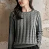 26 Suéter de Tricô Gola Redonda 100% Algodão Outono/Inverno para Mulheres, Tricô Trançado Vintage, Malha Grossa de Sete Fios, Top Suéter Quente para Usar por Baixo