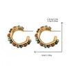 Pendientes Geométricos Verdes de Piedra Europeos y Americanos Transfronterizos Populares Retro de Contraste Pendientes de Nicho de Alta Gama Estilo Nuevo para Mujeres