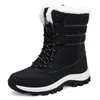 Zapatos nuevos de invierno de caña alta con acolchado de algodón para mujer, cálidos, forrados de lana larga y polar, botas de nieve para mujer, zapatos de exterior de talla grande