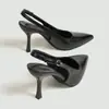 Sandálias de Salto Alto Europeias e Americanas Transfronteiriças Novo Estilo Francês Elegante Sem Costas para Mulheres Moda de Alto Padrão Casual Bico Fino Salto Agulha Sapatos Individuais