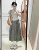 Falda de Trabajo Estilo Hip-Covering para Mujer, Adelgazante, Dobladillo Ancho, Cintura Elástica, Cordón Estilo Americano, Oculta Imperfecciones Corporales
