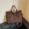 Bolsa de veludo de grande capacidade, nova bolsa de ombro casual outono e inverno 2026, bolsa tote única e simples para aula e trajeto