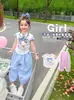 Conjunto de Verano para Niñas 2026 Nuevo Elegante Dulce Delgado Manga Corta Dibujos Animados Conjunto de Dos Piezas para Bebés Niñas