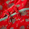 Pijama de Algodón Puro para Mujer, Jacquard de Primavera y Otoño, Cuello Redondo, Abotonado, Rojo Festivo de Boda, Año del Zodiaco, Set de Ropa para el Hogar de Año Nuevo