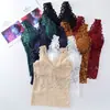 Hermoso Chaleco de Celebridad de Internet Espalda Sexy Encaje Cuello V Suspensor Largo Exterior Ropa Interior Base Anti-Exposición con Copas Top Tubo