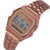 Reloj electrónico de bloque con correa de aleación y plástico retro.