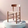 Silla de comedor usada apartamento pequeño restaurante silla con respaldo silla tejida con cuerda retro ocio madera maciza japonesa silla para mesa de comedor en casa