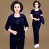 Traje deportivo de terciopelo dorado para mujeres de mediana edad y ancianas, abrigo de primavera y otoño, estilo occidental, talla grande, suéter de terciopelo para mamá, ropa casual para estar en casa
