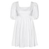 Vestido de Verano 2025 Nuevo Estilo Francés Cuello Cuadrado Espalda con Cordones Sin Espalda, Corte Femenino Ajustado Falda Línea A de Largo Medio