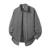 Chaqueta Camisa Fina de Manga Larga para Hombre de Primavera y Otoño, Nueva Camisa Casual Elegante de Color Sólido Holgada Estilo Hong Kong