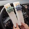 Funda para cinturón de seguridad de coche con diseño de cabeza de oso de dibujos animados, funda protectora para cinturón de seguridad de cuatro estaciones, decoración para coche, hombrera para bebé