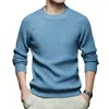Estilo Old Money Suéter de Punto Nuevo para Hombre Otoño/Invierno, Cuello Redondo, Moderno, de Alta Gama, Color Sólido, Prenda Base, Suéter para Hombre