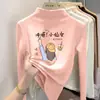 Prenda interior de forro polar de doble cara de moda para niñas, ropa interior de dibujos animados para otoño e invierno, top casual cálido de manga larga cepillada para niños mayores