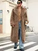 Novo casaco masculino de outono/inverno europeu e americano de pele sintética com gola de terno, pele de carneiro sintética, casaco extra-longo estilo de rua