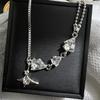 Collar de Aleación Dopamina Zircón Gotas de Agua Costura Joyería para Mujer de Alta Gama Irregular Estilo Dulce Cool Cadena Clavícula Accesorios